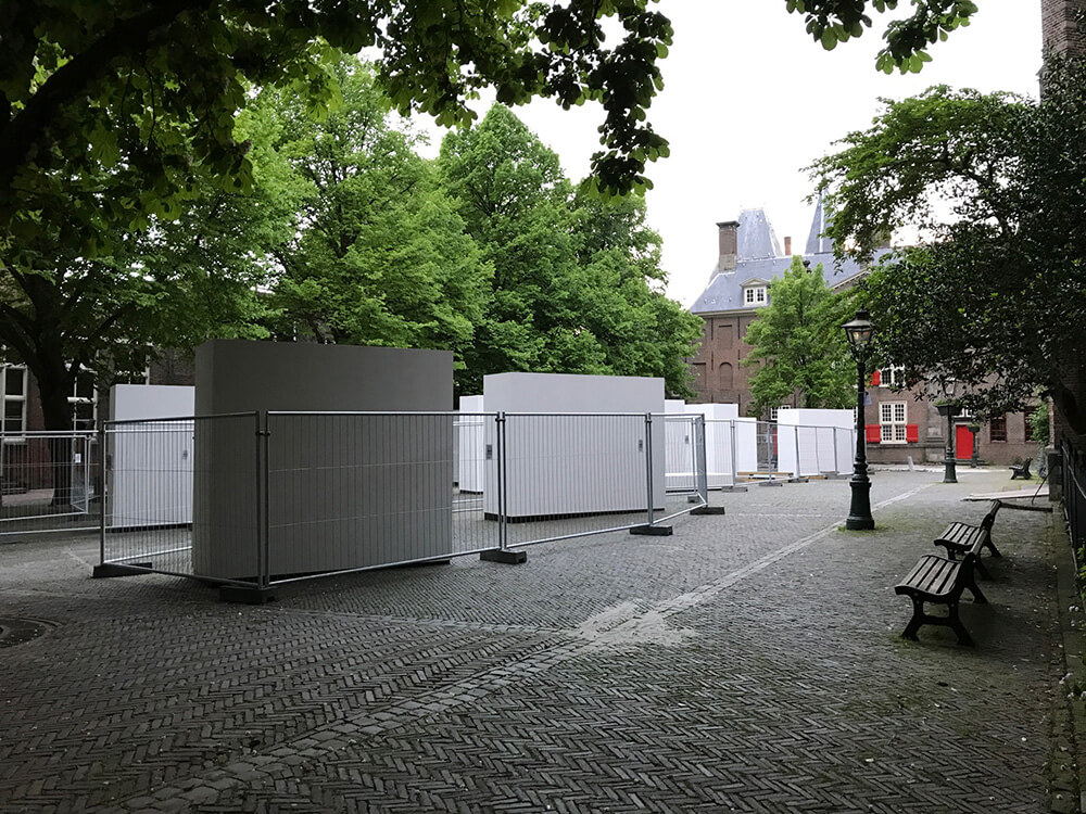 Bouw kunst kubussen · Openlucht Museum de Lakenhal Leiden - gemeentelijk project door CJ de Boer